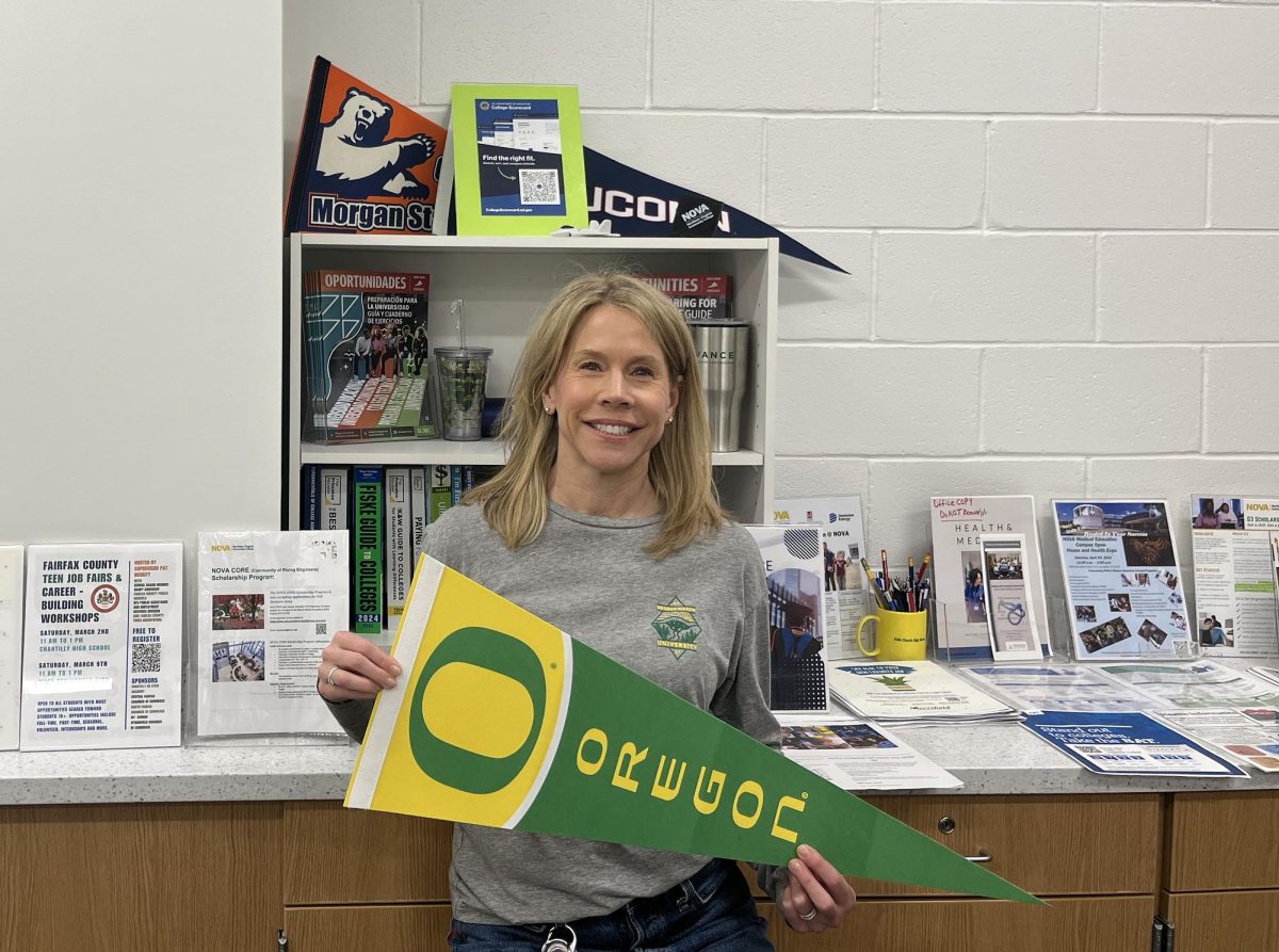 College and Career Specialist Terri Markwart in her new space in the library. Markwart can help students figure out their futures: college selection, financial aid advice, careers, and military service.