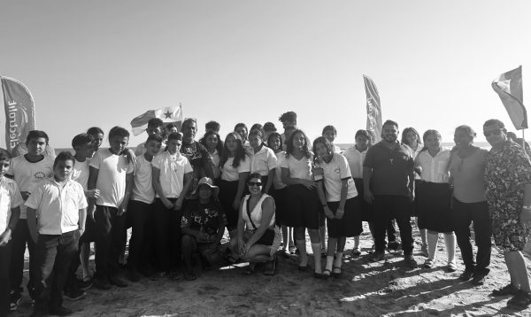 Spanish teacher Roxana Rivera on a Spring Break trip to El Salvador. She is posing with students from the school where she will teach this summer. (Photo courtesy of Roxana Rivera)